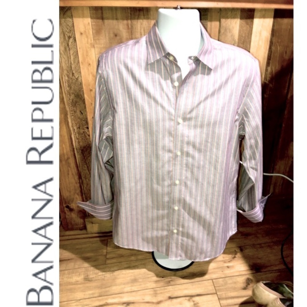 Banana republic non-iron classic fit striped shirt 15 to 15 1/2 medium